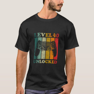 Funny Level 40 Ontgrendelde Gift Mannen Bday Gamer T-shirt