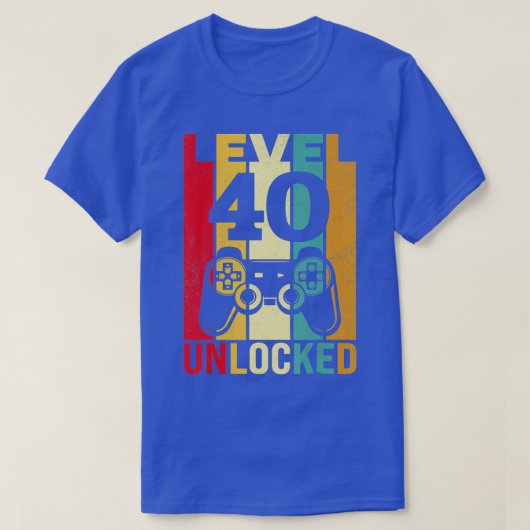 Funny Level 40 Ontgrendelde Him Mannen BDay in 40t T-shirt (Design voorkant)