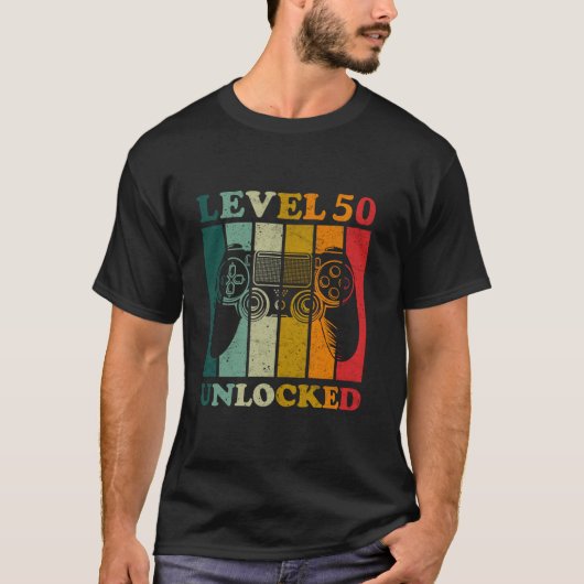 Funny Level 50 Unlocked Cadeau Mannen Bday Gamer 5 T-shirt (Voorkant)