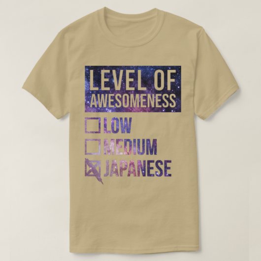 Funny level of Awesmoeness Low Medium Gift Japan J T-shirt (Design voorkant)