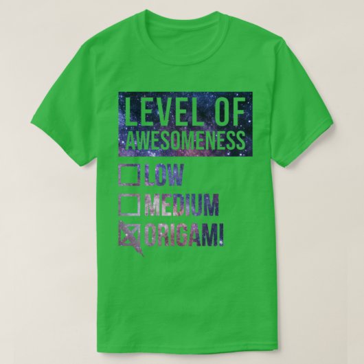 Funny level of Awesomeness Low Medium Gift Origami T-shirt (Design voorkant)
