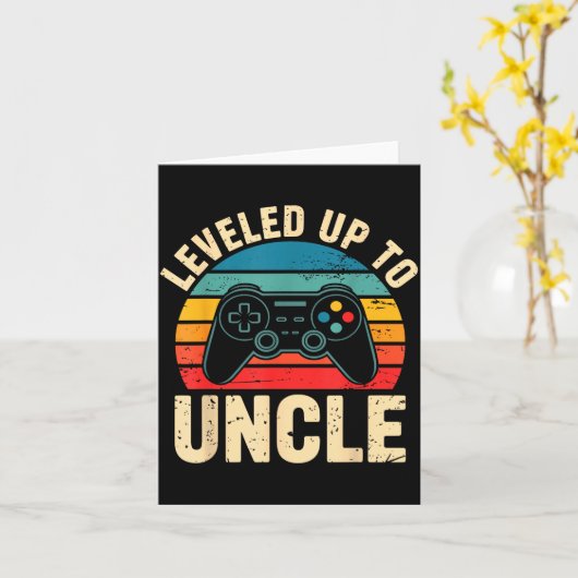 Funny Leveled Up To Uncle Video Gamers Gaming Cute Kaart (Gele Bloem)