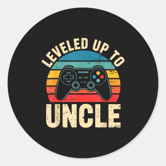 Funny Leveled Up To Uncle Video Gamers Gaming Cute Ronde Sticker (Voorkant)