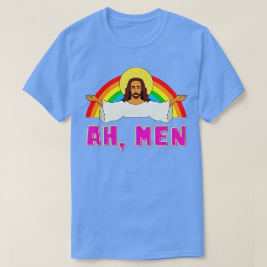 Funny LGBT Ah Man Jesus Gay Pride Rainbow T-shirt (Design voorkant)