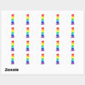 Funny LGBT Cat Stack Rainbow Gay Pride Gift for Ca Ronde Sticker (Vel)