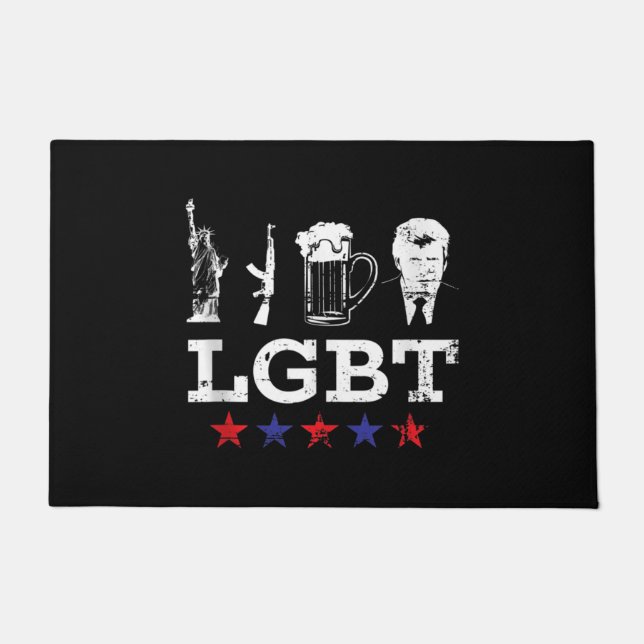 Funny LGBT Liberty Beer Trump Funny LGBT Deurmat (Voorkant)