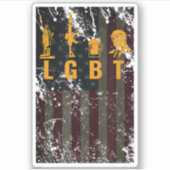 Funny LGBT Liberty Pistolen Beer Trump Support Sticker (Voorkant)