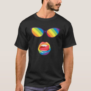 Funny LGBT Pride Woman Sunbril Mouth Tongue Rai T-shirt
