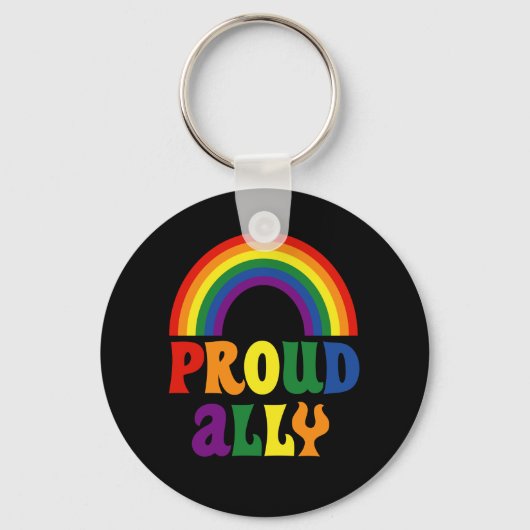Funny LGBT Rainbow Pride Proud Ally Gift Sleutelhanger (Voorkant)
