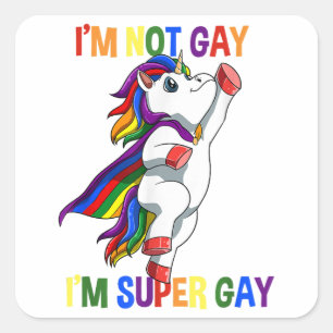 Funny LGBTQ Super Gay Unicorn Vierkante Sticker