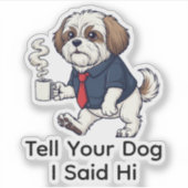 Funny Lhasa Apso Dog Business Suit Coffee Sticker (Voorkant)