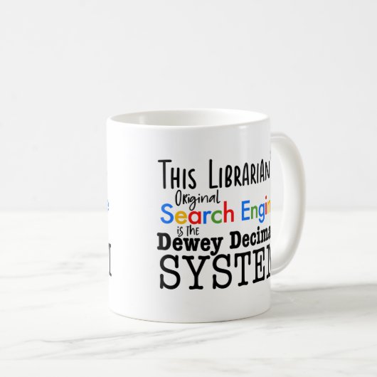 Funny Librarian Dewey Decimal Search Engine System Koffiemok (Voorkant rechts)