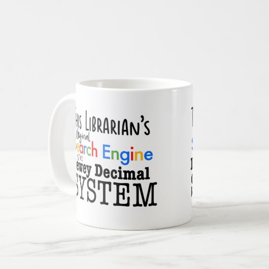 Funny Librarian Dewey Decimal Search Engine System Koffiemok (Voorkant links)
