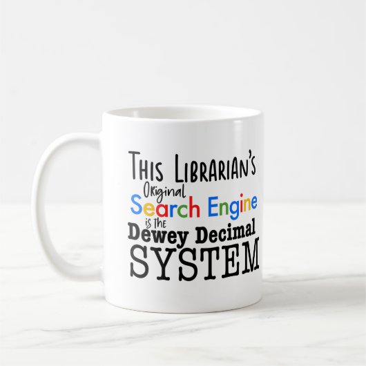 Funny Librarian Dewey Decimal Search Engine System Koffiemok (Links)