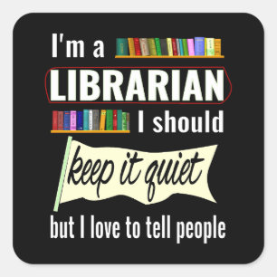 Funny librarian gift voor bibliothecaris grappig vierkante sticker
