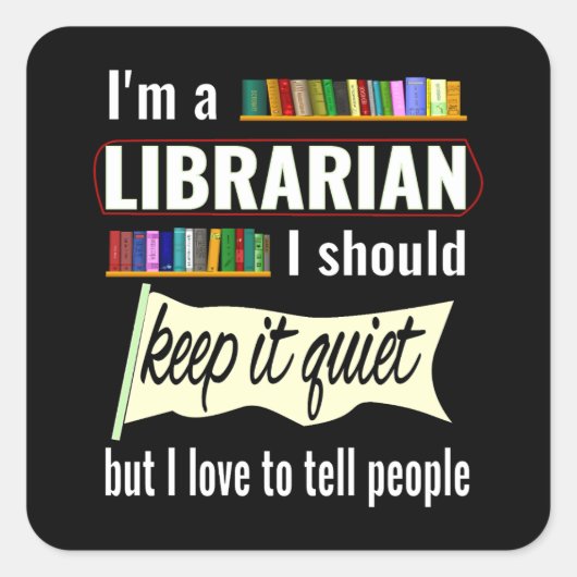 Funny librarian gift voor bibliothecaris grappig vierkante sticker (Voorkant)