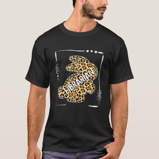Funny Librarian Leopard Bunny Rabbit Easter Christ T-shirt (Voorkant)