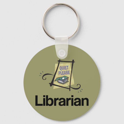 Funny Librarian Quiet alsjeblieft Library Gift Sleutelhanger (Voorkant)