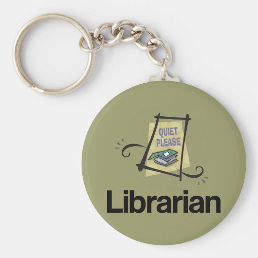 Funny Librarian Quiet alsjeblieft Library Gift Sleutelhanger (Voorkant)
