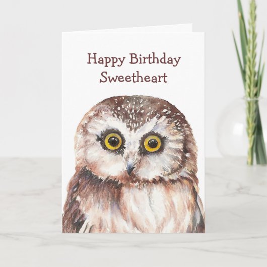 Funny Lieverd Birthday Cute Owl - Kaart (Voorkant)