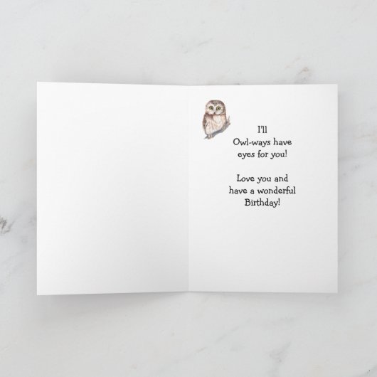 Funny Lieverd Birthday Cute Owl - Kaart (Binnen)