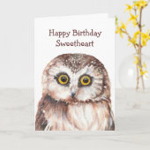 Funny Lieverd Birthday Cute Owl - Kaart (Gele Bloem)