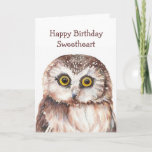 Funny Lieverd Birthday Cute Owl - Kaart<br><div class="desc">Deze schattige waterverf vertelt je dat ik je in de gaten zal houden.</div>