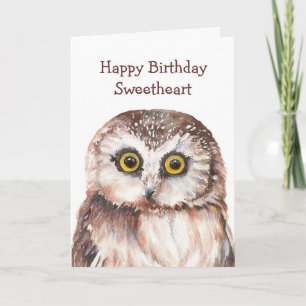 Funny Lieverd Birthday Cute Owl - Kaart