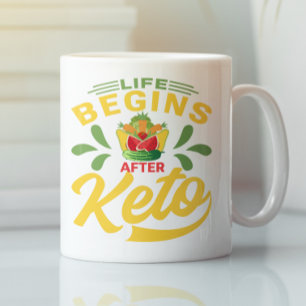 Funny  Life begint na Keto Funny Quote Koffiemok