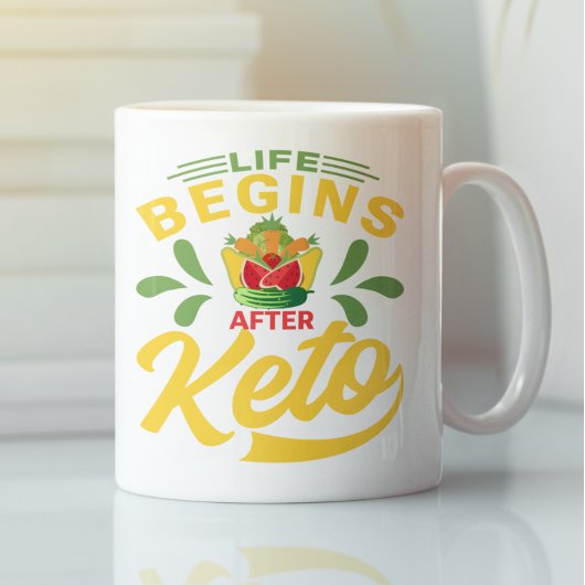 Funny Life begint na Keto Funny Quote Koffiemok