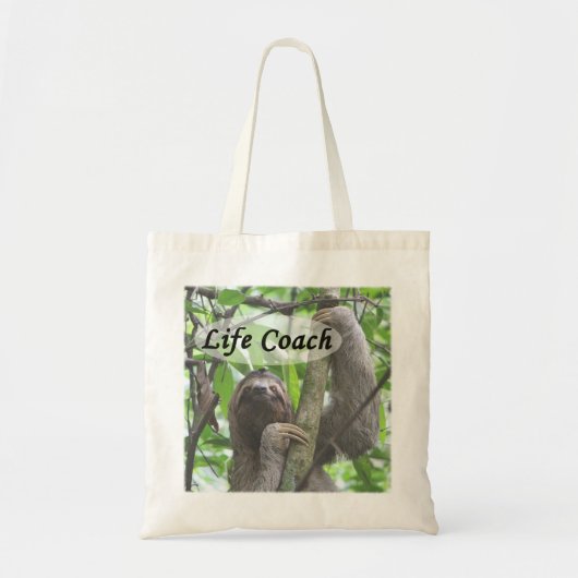 Funny Life Coach Cute Sloth Afbeelding Zwarte teks Tote Bag (Voorkant)