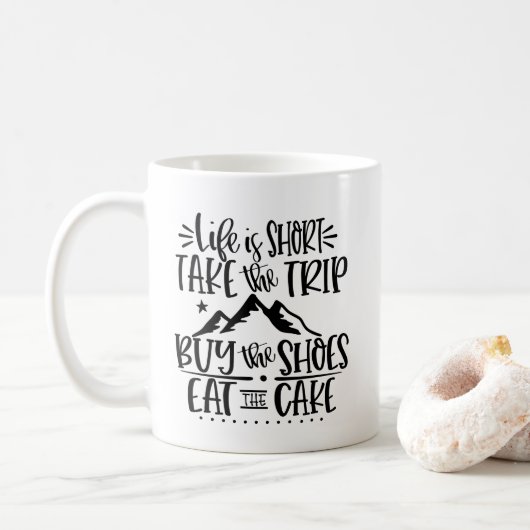 Funny LIfe is Short Inspirerend Text Koffiemok (Met donut)