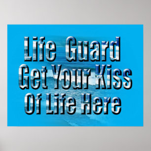 Funny Lifeguard Kiss hier, Poster