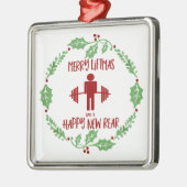 Funny Liftmas Merry Kerstmis Gym Barbell Metalen Ornament (Links)