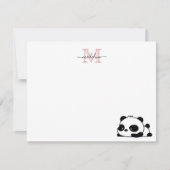 Funny Liggende Panda Script Roze Moderne Monogram Notitiekaartje (Voorkant)