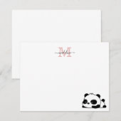 Funny Liggende Panda Script Roze Moderne Monogram Notitiekaartje (Voorkant / Achterkant)
