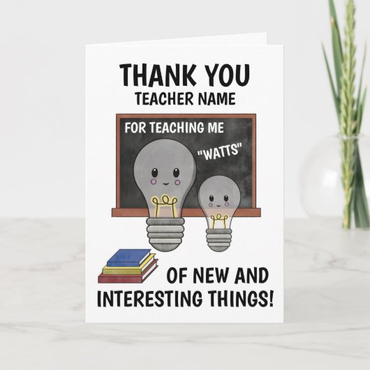 Funny Light Bulb Science Teacher Hartelijk dank Bedankkaart (Voorkant)