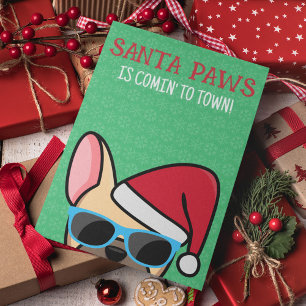 Funny Light Fawn Frenchie Santa Paws Kerstmis Kaart