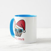 Funny Light Fawn Frenchie Santa Paws Kerstmis Mok (Voorkant links)