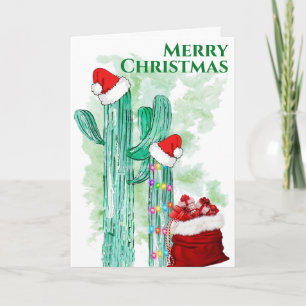 Funny Lighted Southwest Saguaro Cactus Custom Feestdagen Kaart
