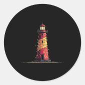 Funny Lighthouse Christmas Graphics Lights Lover Ronde Sticker (Voorkant)
