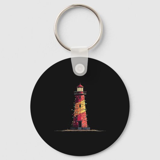 Funny Lighthouse Christmas Graphics Lights Lover Sleutelhanger (Voorkant)
