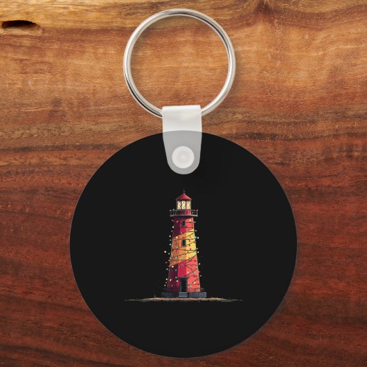 Funny Lighthouse Christmas Graphics Lights Lover Sleutelhanger (Voorkant)