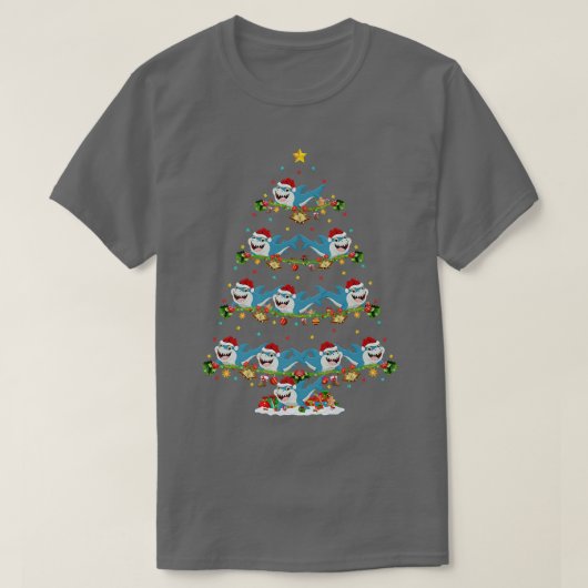 Funny Lights Xmas Santa Great White Shark Christma T-shirt (Design voorkant)
