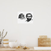 Funny Likiness between Man and Owl Cartoon Poster (Keuken)
