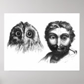 Funny Likiness between Man and Owl  Cartoon Poster (Voorkant)