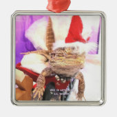 Funny Lil' Murph Lizard in Santa Hat Christmas Met Metalen Ornament (Voorkant)