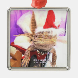 Funny Lil' Murph Lizard in Santa Hat Christmas Met Metalen Ornament