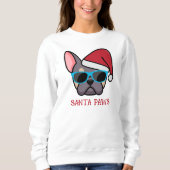 Funny Lila Tan Frenchie Santa Paws Kerstmis Trui (Voorkant)