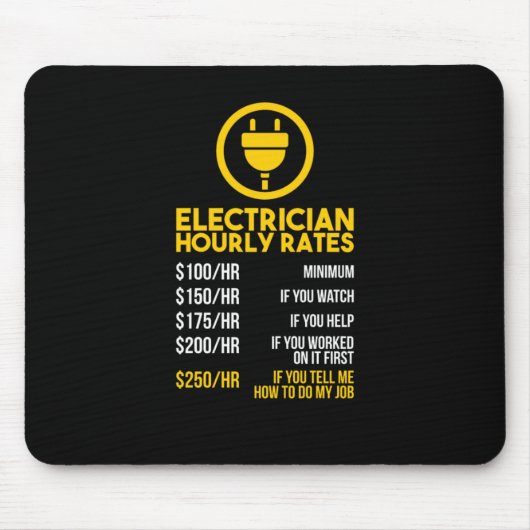 Funny Lineman Electricia Hourly Rates Muismat (Voorkant)